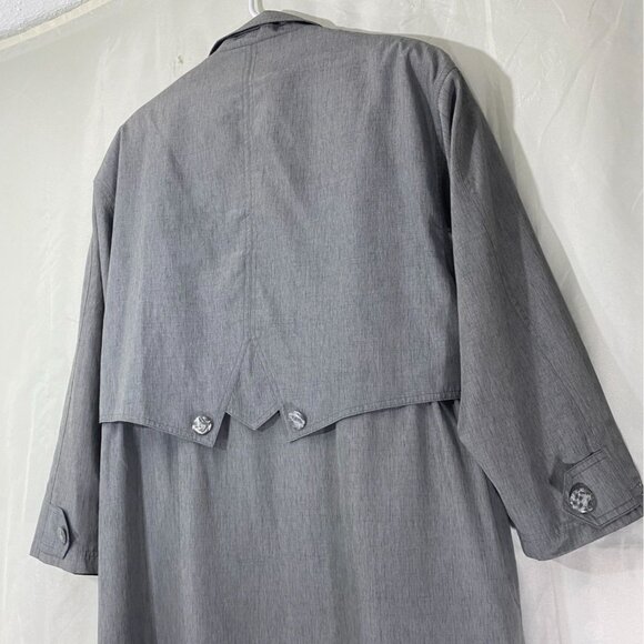 American Bazaar Woman's Trench Coat Size 10 Gray Long With Capelet Overlay - Picture 6 of 11